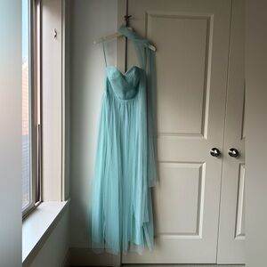 BHLDN Allure Bridals Aqua (or lucite) Gown - Neck Scarf Included